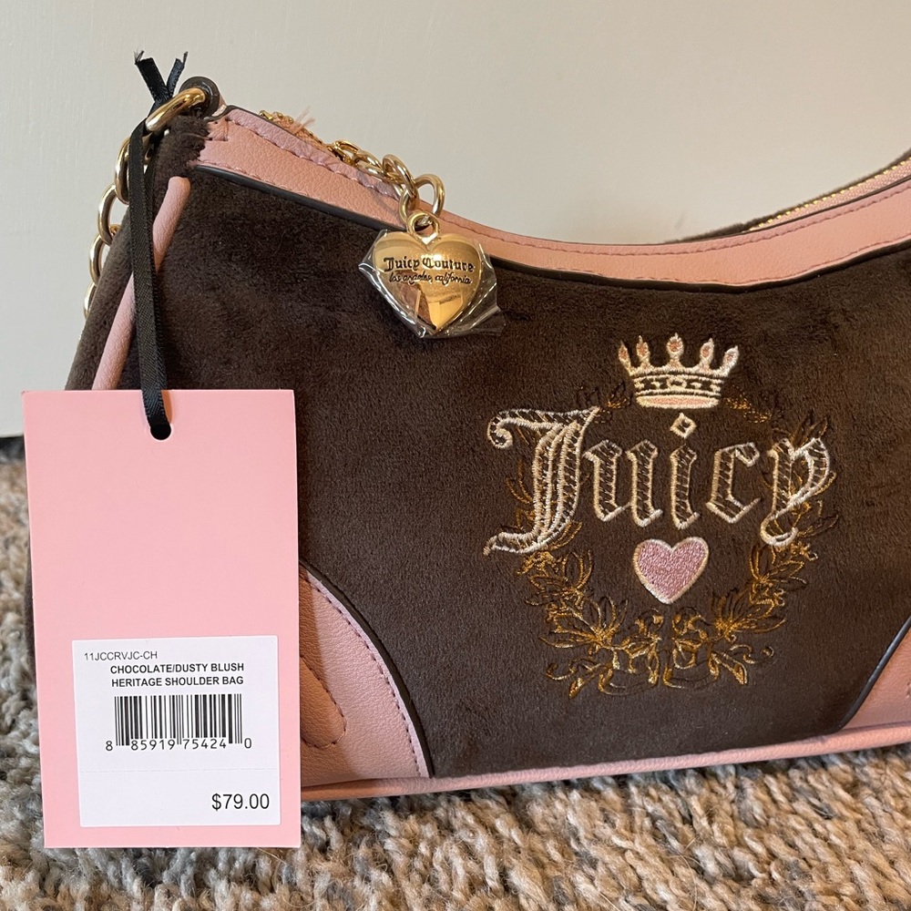 Juicy Couture Heritage Shoulder Bag Pink and Brown (Chocolate/Dusty Blush) - Picture 3 of 5
